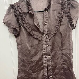 Monteau Brown Ruffled Blouse
